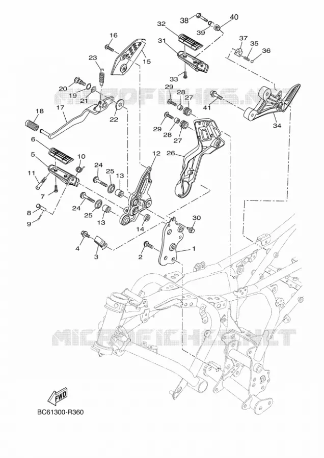 BEQUILLE / REPOSE PIEDS 2 Yamaha MOTO 700 2018 TRACER  MTT690-A