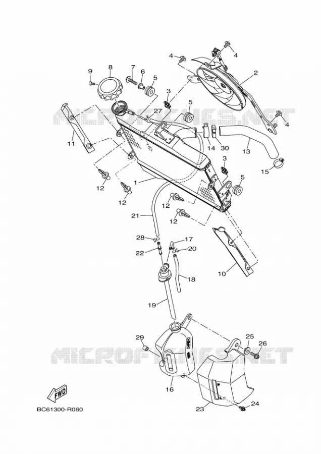 RADIATEUR / DURITES Yamaha MOTO 700 2018 TRACER  MTT690-A
