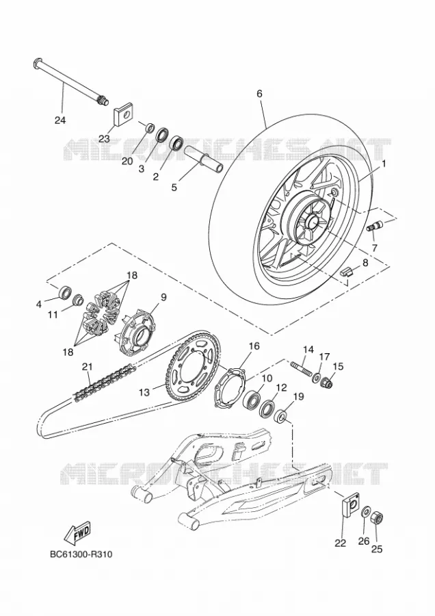 ROUE ARRIERE Yamaha MOTO 700 2018 TRACER  MTT690-A