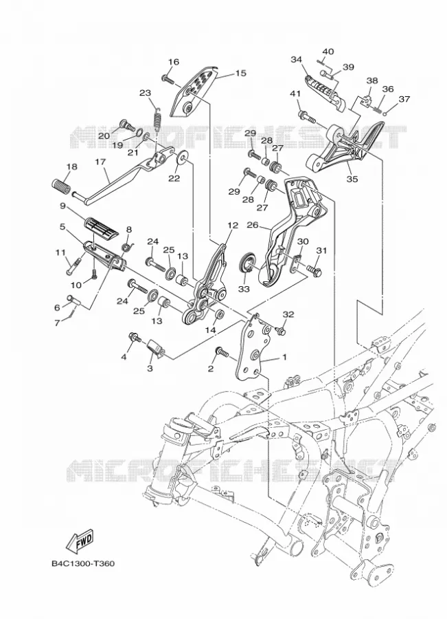 SUPPORT / REPOSE PIEDS 2 Yamaha MOTO 700 2018 MT  MTN690-A