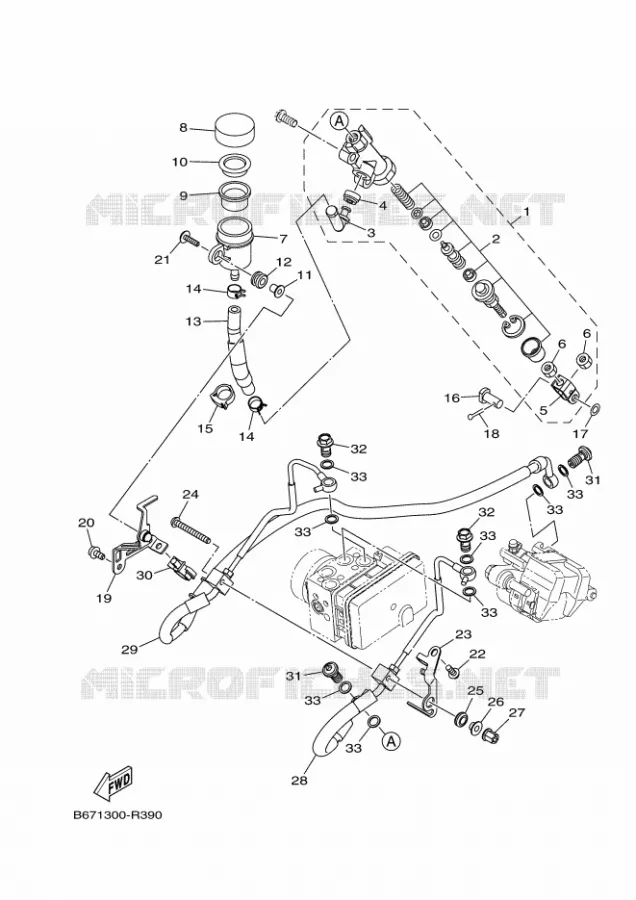MAITRE CYLINDRE DE FREIN ARRIERE Yamaha MOTO 1000 2018 MT  MTN1000