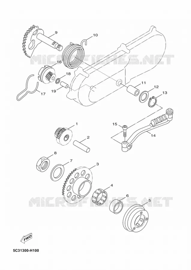 DEMARREUR KICK Yamaha SCOOTER 50 2012 NEOS 4  YN50F