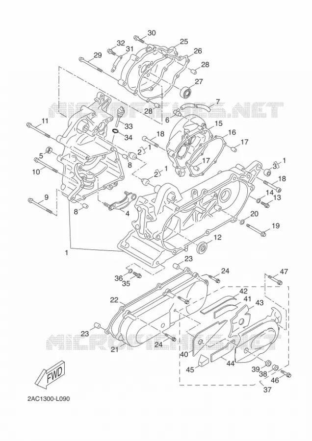 CARTER MOTEUR Yamaha SCOOTER 50 2012 NEOS 4  YN50F