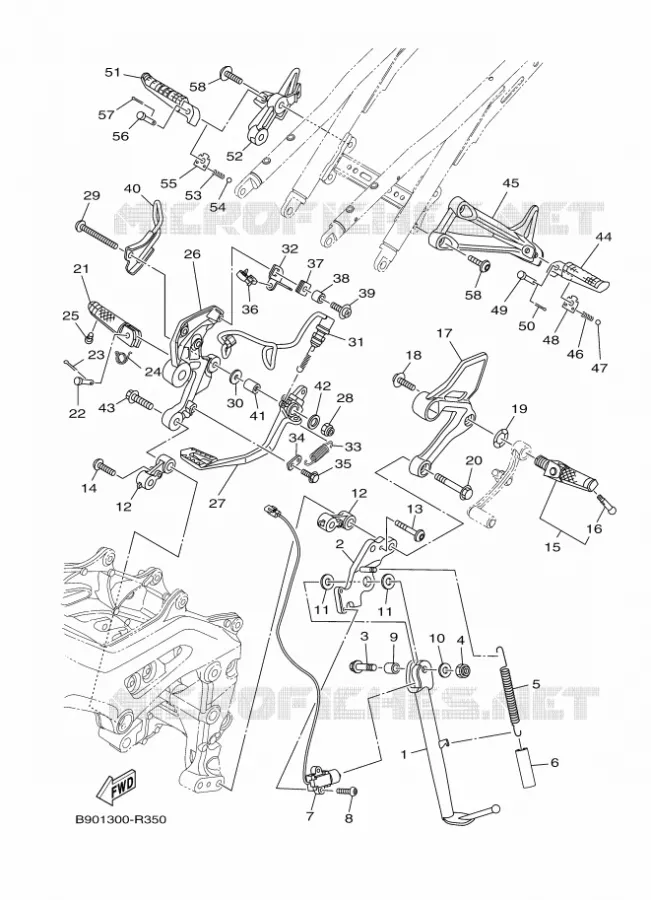 SUPPORT / REPOSE PIEDS Yamaha MOTO 900 2018 XSR  MTM850