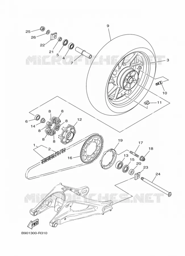 ROUE ARRIERE Yamaha MOTO 900 2018 XSR  MTM850