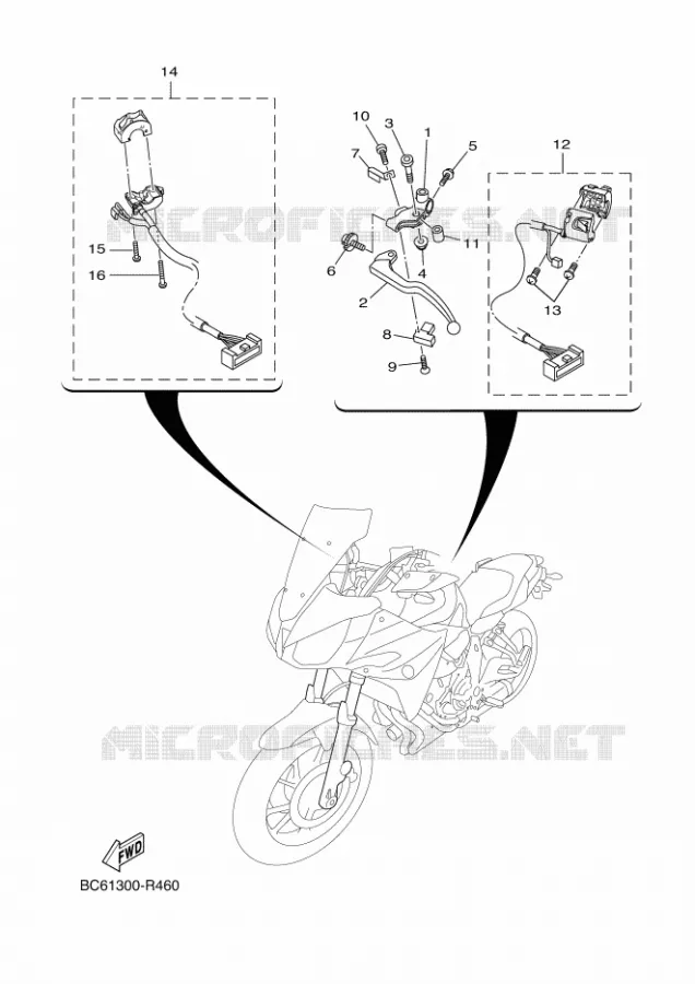 COMMODO / LEVIER Yamaha MOTO 700 2018 TRACER  MTT690-A