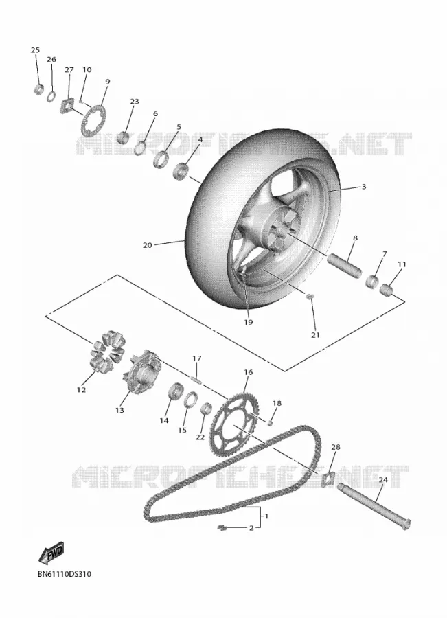 ROUE ARRIERE Yamaha MOTO 600 2018 R6  YZF600