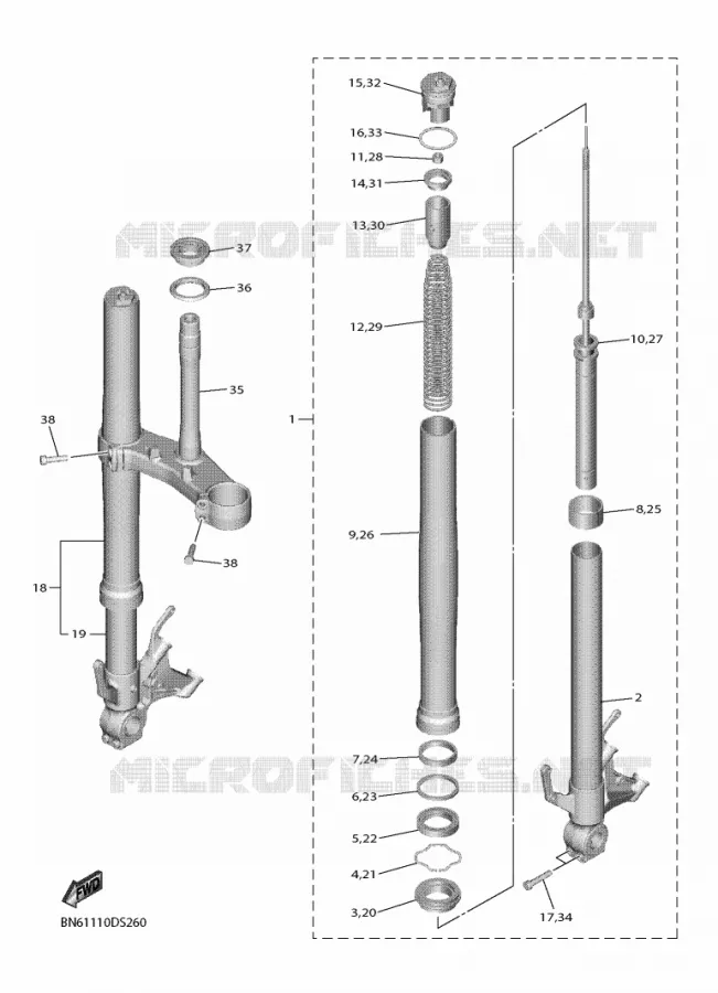 FOURCHE Yamaha MOTO 600 2018 R6  YZF600