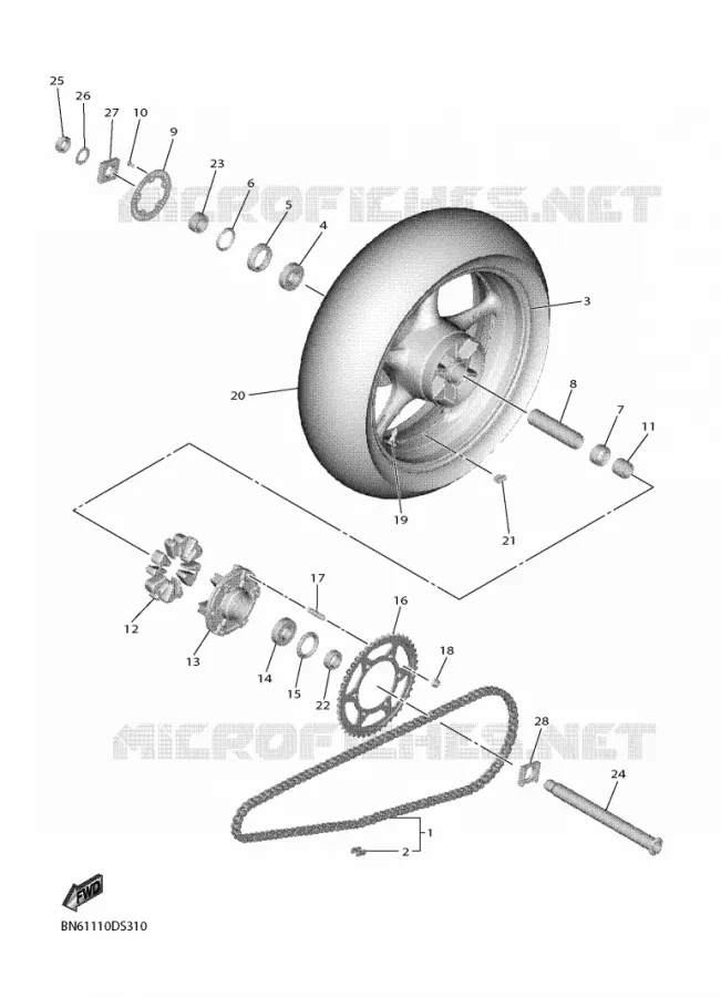 ROUE ARRIERE Yamaha MOTO 600 2018 R6  YZF600