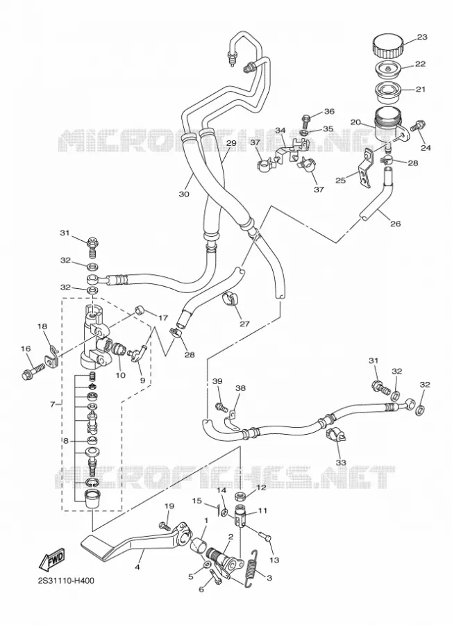 MAITRE CYLINDRE DE FREIN ARRIERE Yamaha MOTO 1700 2017 VMAX  VMX17H