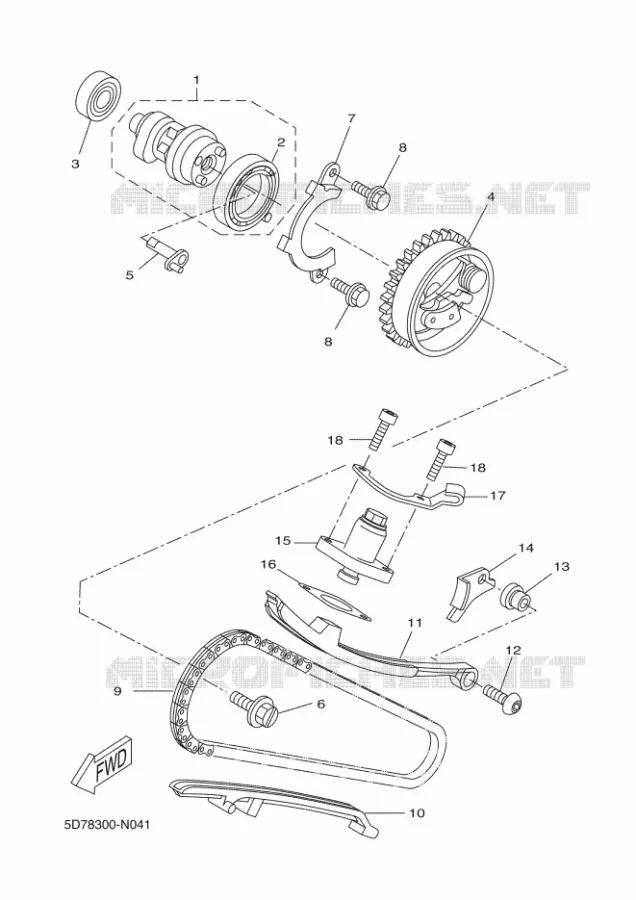 ARBRE A CAMES / CHAINE DE DISTRIBUTION Yamaha MOTO 125 2018 R125  YZF-R125A