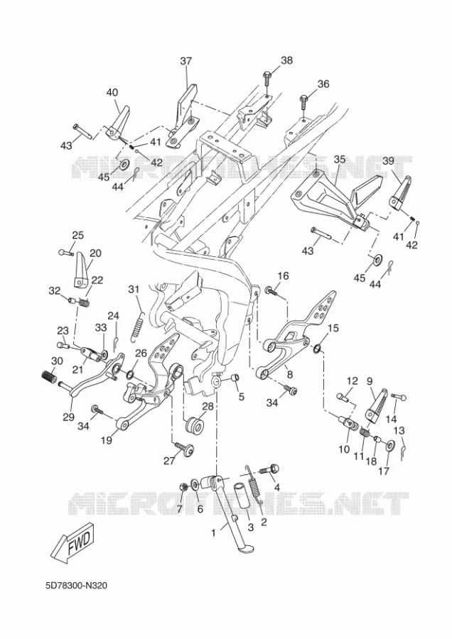 BEQUILLE / REPOSE PIEDS Yamaha MOTO 125 2018 R125  YZF-R125A