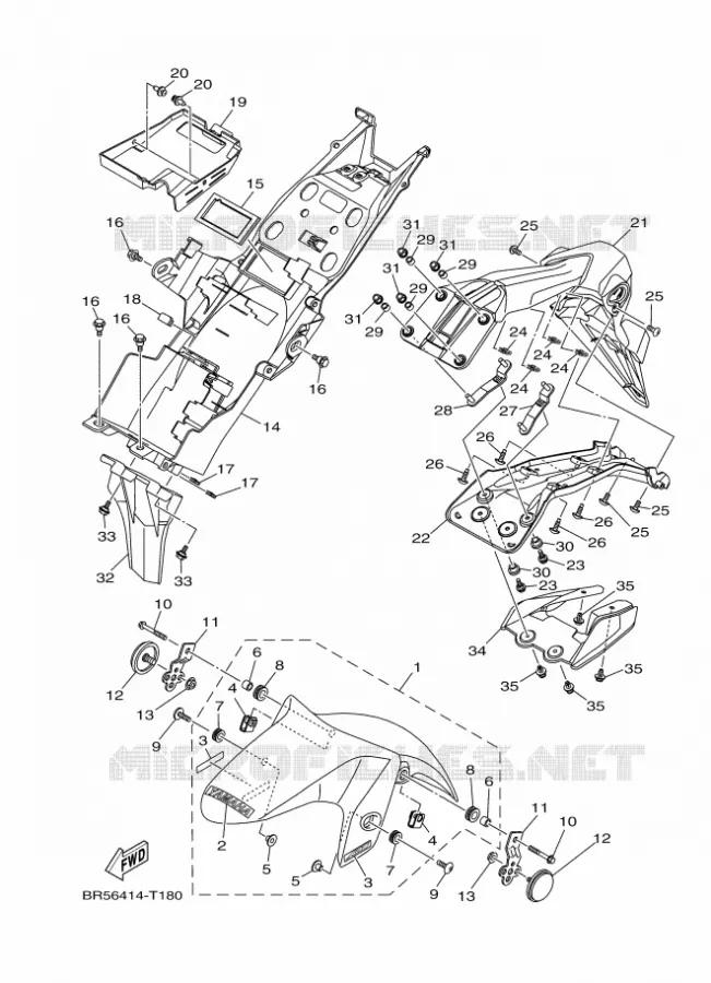 GARDE BOUE Yamaha MOTO 250 2018 R25  YZF-R25A