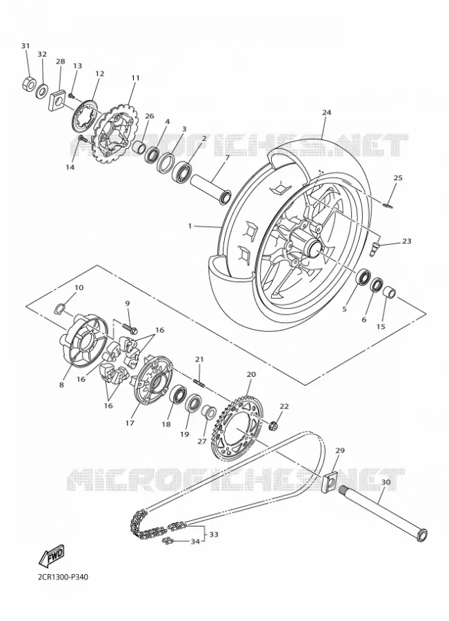 ROUE ARRIERE Yamaha MOTO 1000 2018 R1  YZF-R1