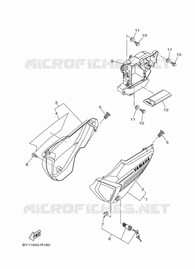 COUVERCLE LATERAL Yamaha MOTO 110 2018 CRUX  YD110-1