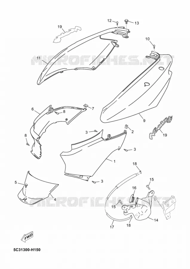 COUVERCLE LATERAL Yamaha SCOOTER 50 2018 NEOS 4 UBS  YN50FU