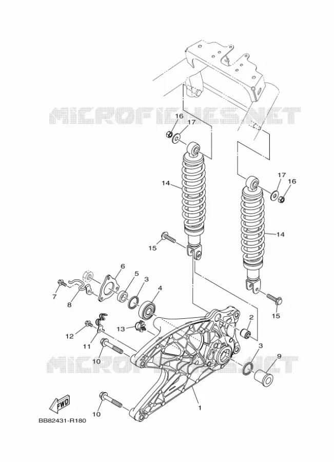 BRAS OSCILLANT / AMORTISSEUR Yamaha SCOOTER 155 2018 TRICITY  MWS150-A