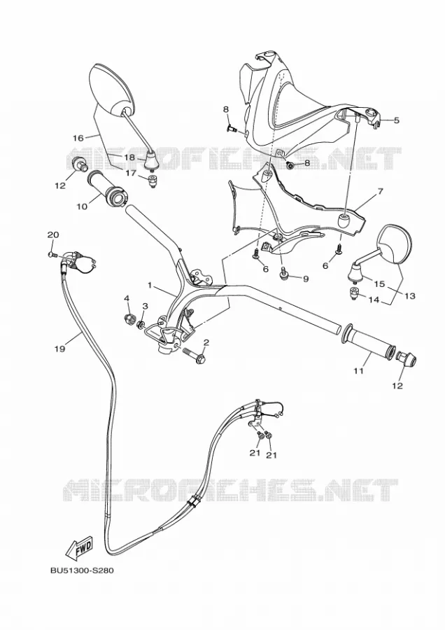 GUIDON ET CABLES Yamaha SCOOTER 125 2018 TRICITY  MWS125-C