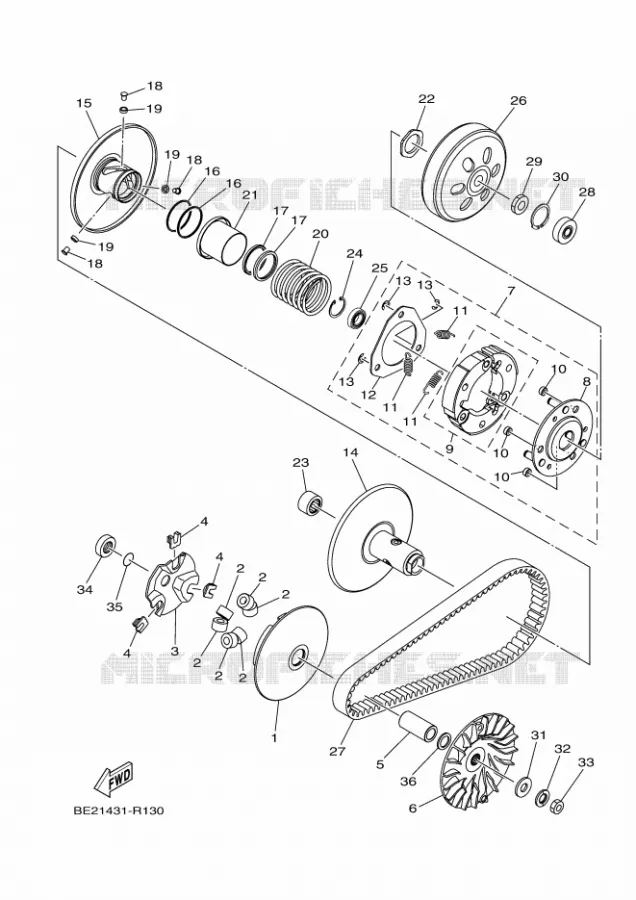 EMBRAYAGE DE DEMARREUR Yamaha SCOOTER 125 2018 MBK TRYPTIK  MWS125-C