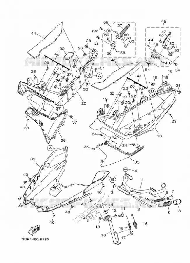 BEQUILLE / REPOSE PIEDS Yamaha SCOOTER 150 2018 NMAX  GPD150-A