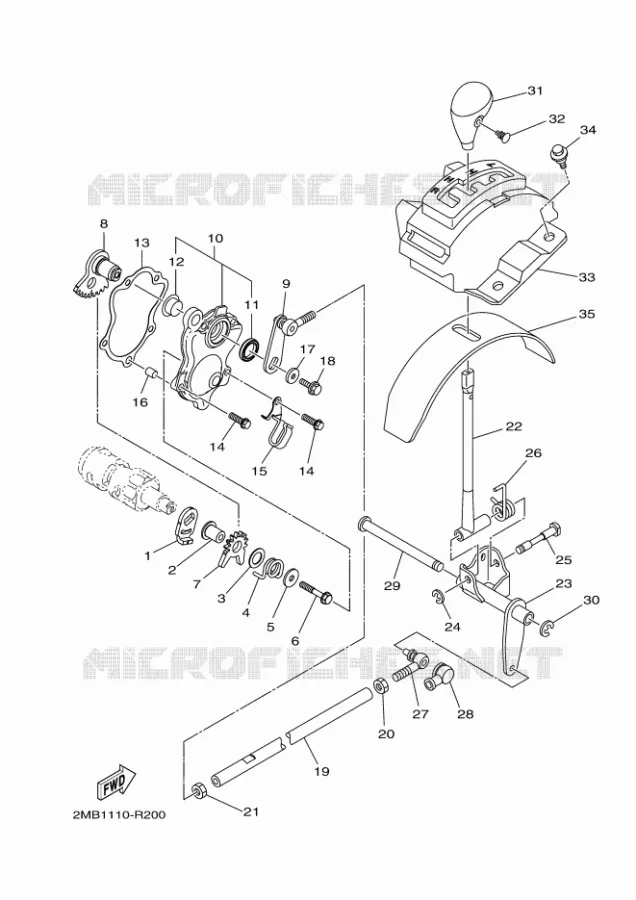 AXE DE SELECTEUR / PEDALE Yamaha SIDE BY SIDE 700 2018 WOLVERINE  YXE700E