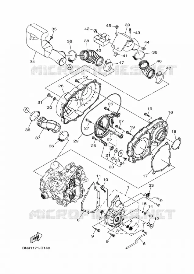 CARTER - MOTEUR 1 Yamaha SIDE BY SIDE 700 2018 WOLVERINE  YXE700E