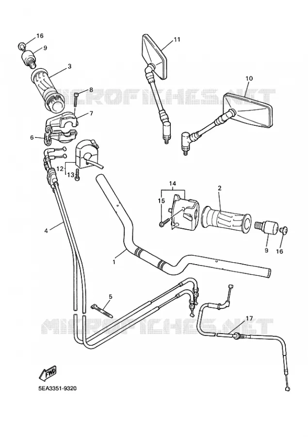 GUIDON ET CABLES Yamaha MOTO 1300 1999 XJR  XJR1300SPL