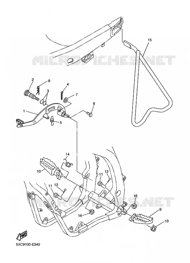 SUPPORT / REPOSE PIEDS Yamaha MOTO 250 2007 YZF  YZ250F