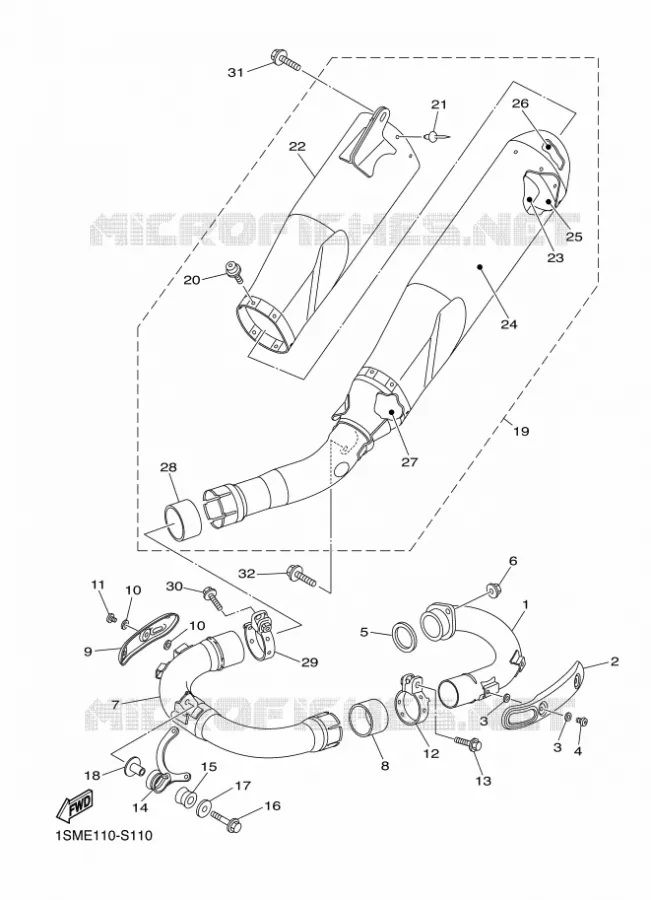 ECHAPPEMENT Yamaha MOTO 250 2018 YZF  YZ250F