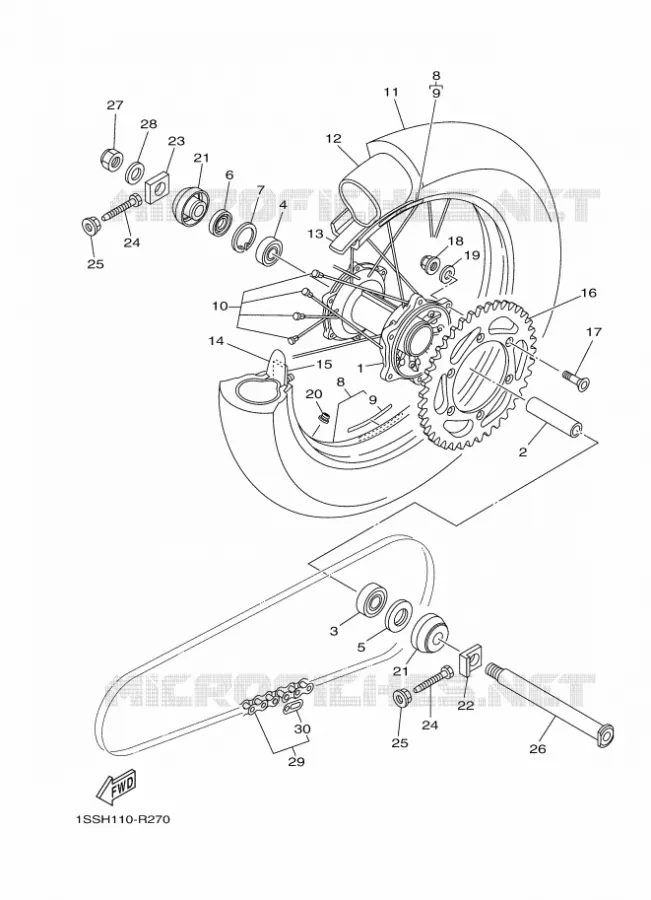 ROUE ARRIERE Yamaha MOTO 250 2016 YZ  YZ250