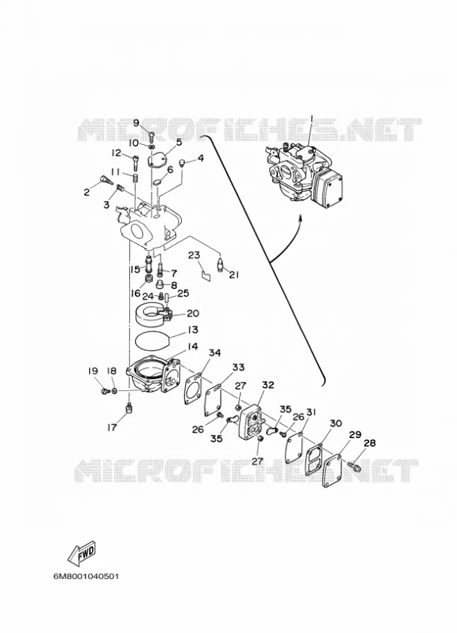 CARBURATEUR Yamaha OUTBOARD ENGINES 6hp (4.4kW) 2011 6  6CMHL