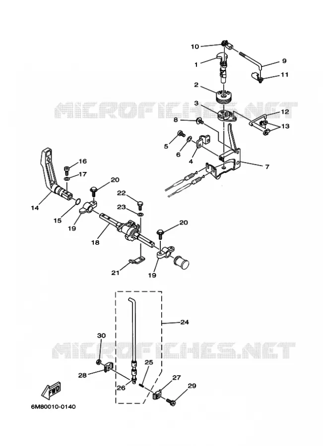 COMMANDE D'ACCELERATEUR Yamaha OUTBOARD ENGINES 6hp (4.4kW) 2002 6  6D