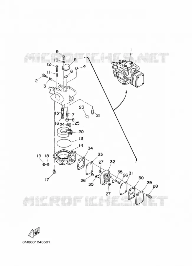 CARBURATEUR Yamaha OUTBOARD ENGINES 8hp (5.9kW) 2007 8  8C