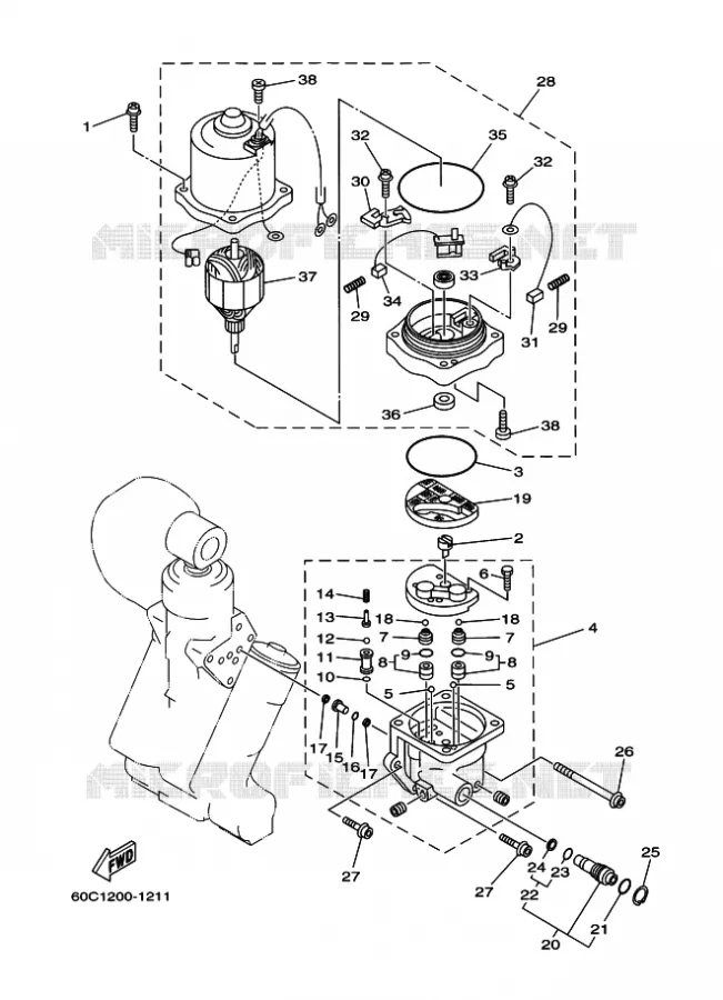 MOTEUR DE SYSTEME D'INCLINAISON 2 Yamaha OUTBOARD ENGINES 200hp (147.1kW) 2004 LZ200  LZ200NETOX