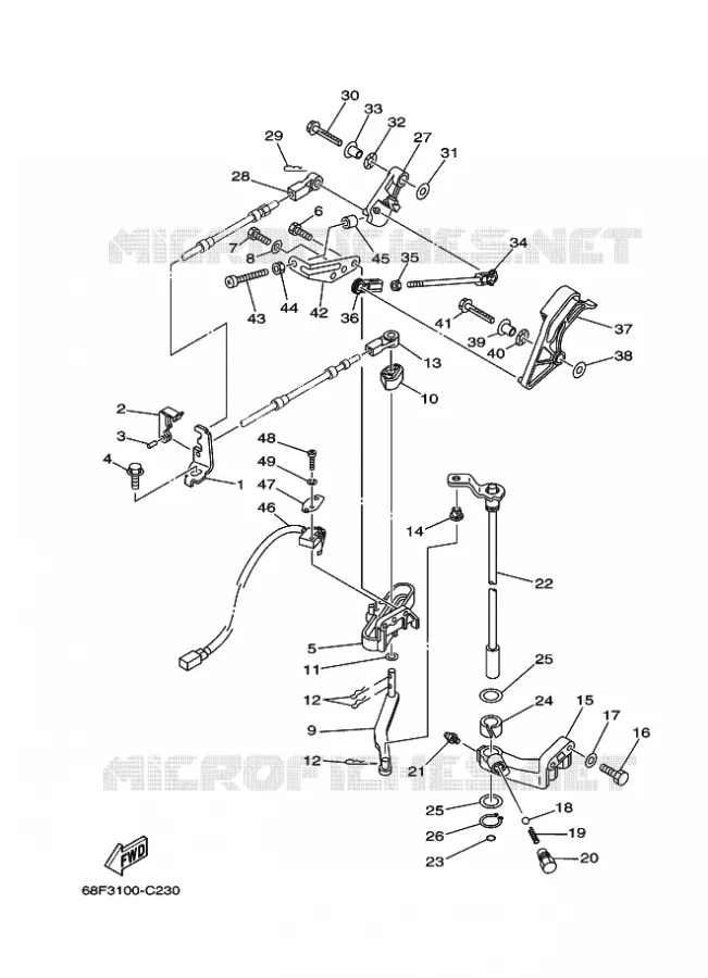 COMMANDE D'ACCELERATEUR Yamaha OUTBOARD ENGINES 200hp (147.1kW) 2004 Z200  Z200NETOL