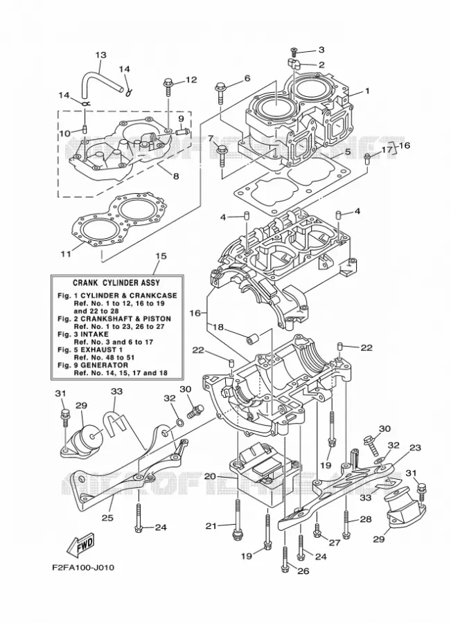 CYLINDRE / CARTER MOTEUR Yamaha Waverunner 70016 2016 SJ700B-R '16  SJ700B-R '16