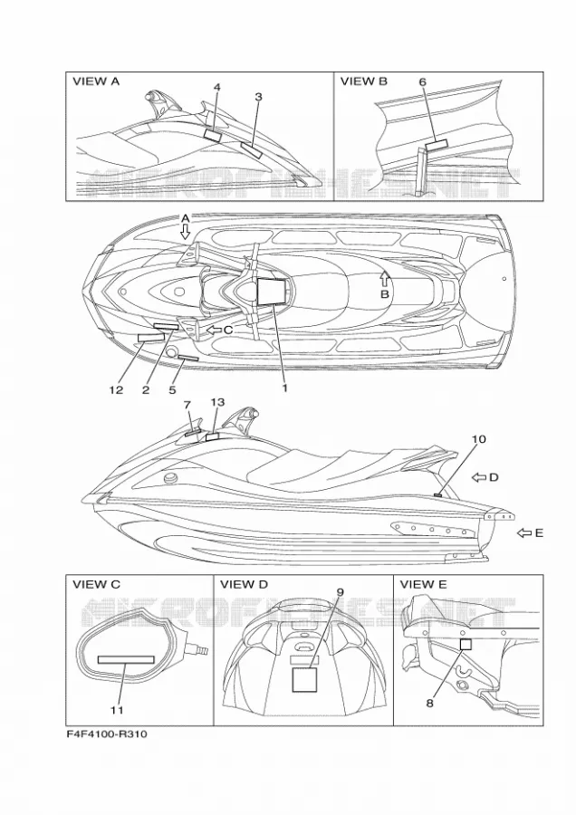 ETIQUETTE Yamaha WAVERUNNER 1050 2016 VX1050E-R  VX1050E-R