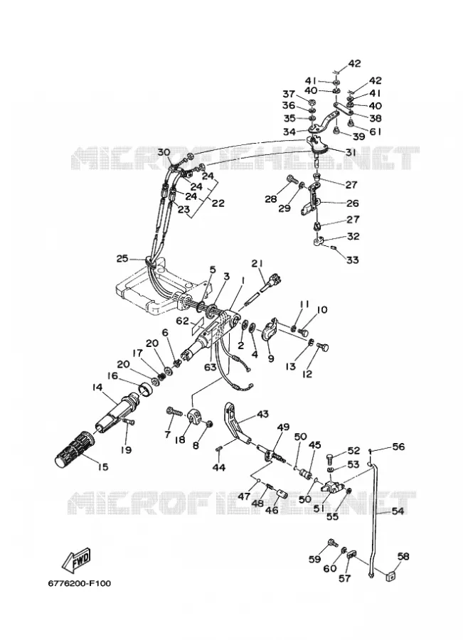 COMMANDE D'ACCELERATEUR Yamaha OUTBOARD ENGINES 8hp (5.9kW) 2010 E8  E8DMHL