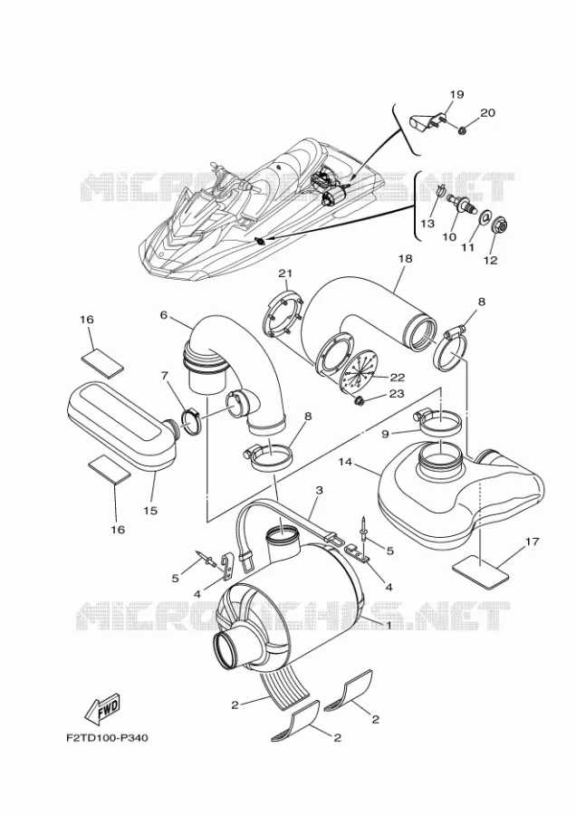 ECHAPPEMENT 3 Yamaha WAVERUNNER 1800 2018 FX  FB1800-T