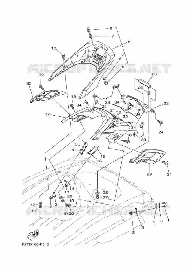 SELLE / SERRURE 2 Yamaha WAVERUNNER 1800 2018 FX  FB1800-T