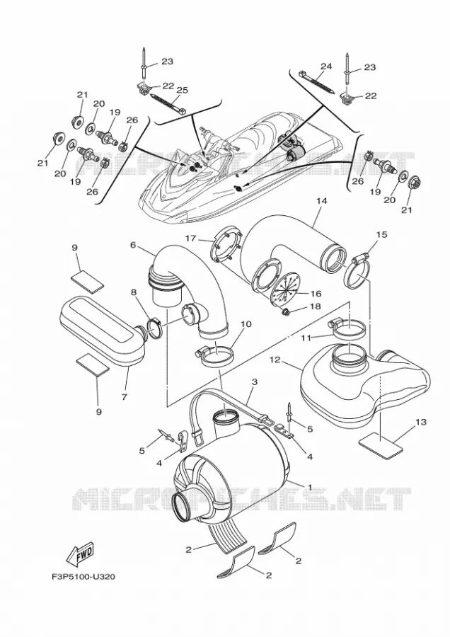 ECHAPPEMENT 3 Yamaha Waverunner 1800 2019 GP  GP1800-U