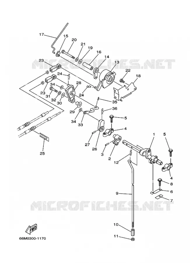 COMMANDE D'ACCELERATEUR Yamaha OUTBOARD ENGINES 15hp (11.0kW) 2003 F15  F15AMHS