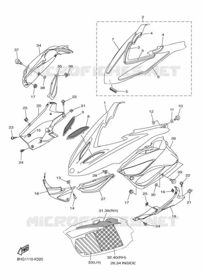 COUVERCLE CARROSSERIE AVANT Yamaha snowmobiles 1000 2017 APEX  RX10ST3