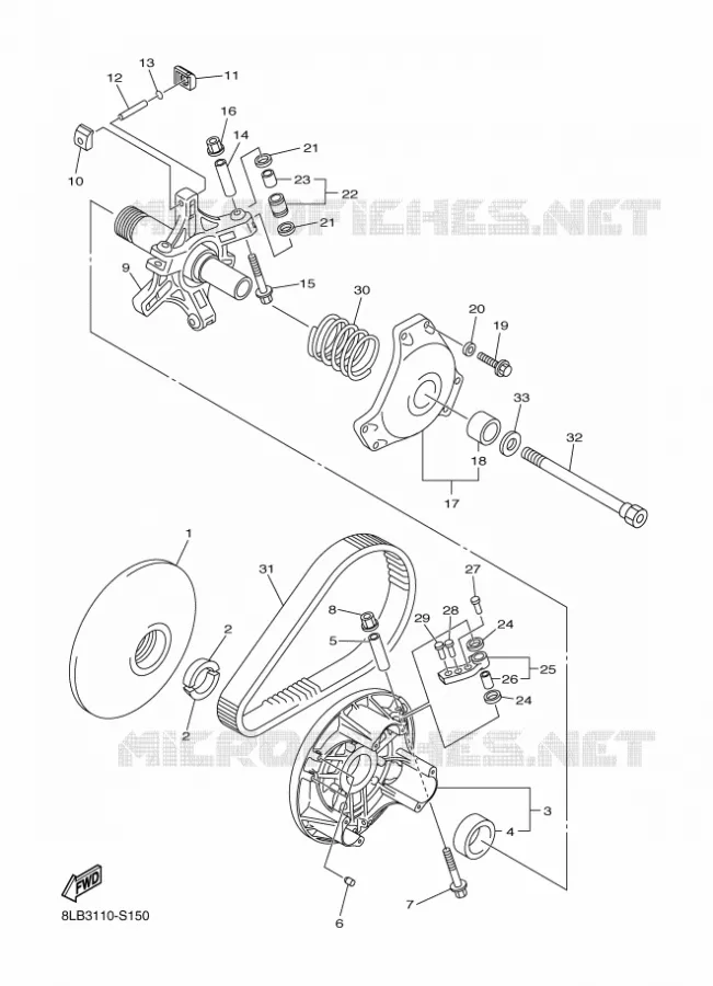 POULIE PRIMAIRE Yamaha snowmobiles 1000 2018 APEX  RX10STL
