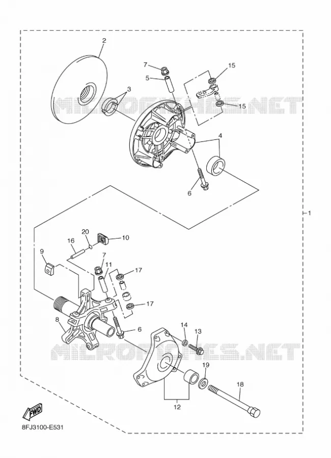 PIECES OPTIONNELLES TRANSMISSION KIT Yamaha snowmobiles 1000 2007 APEX  RX10STGT