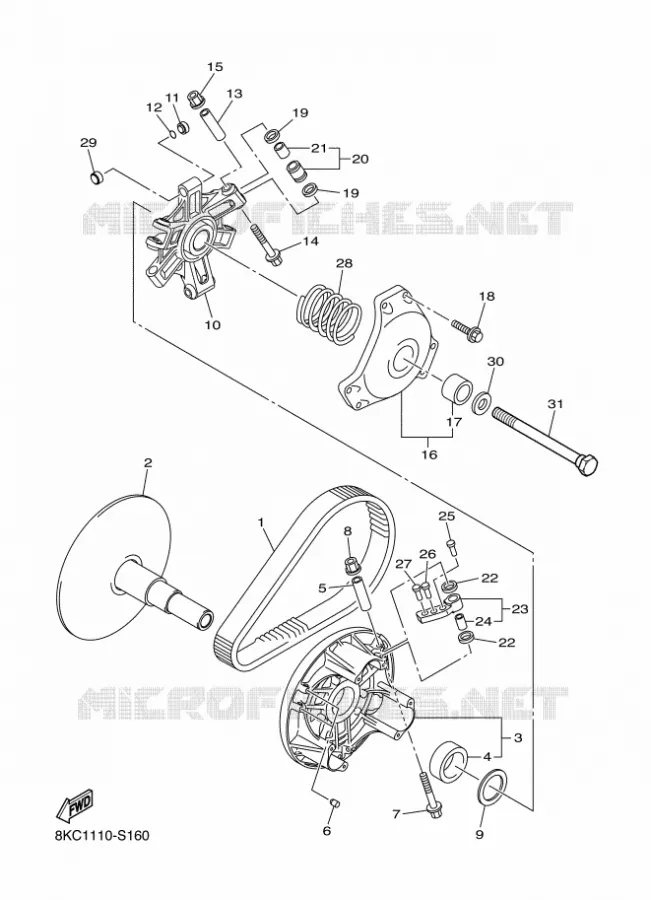 POULIE PRIMAIRE Yamaha snowmobiles 1000 2018 SIDEWINDER  SRS10RL