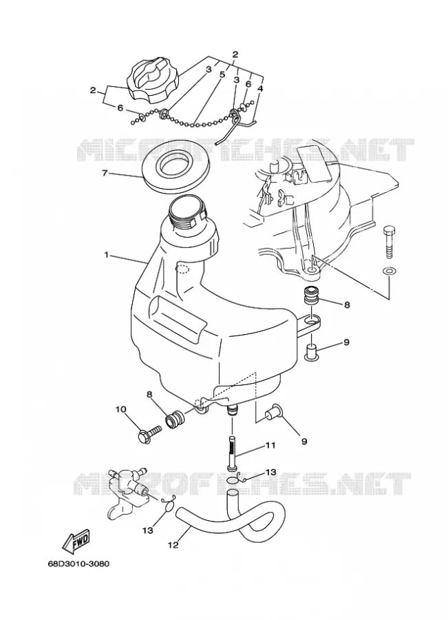 ALIMENTATION CARBURANT 1 Yamaha OUTBOARD ENGINES 4hp (2.9kW) 2006 F4  F4AMHL
