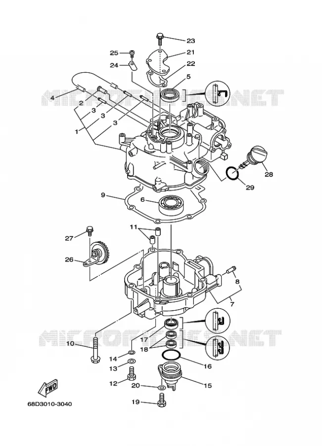 CYLINDRE / CARTER MOTEUR 2 Yamaha OUTBOARD ENGINES 4hp (2.9kW) 2005 F4  F4AMHL