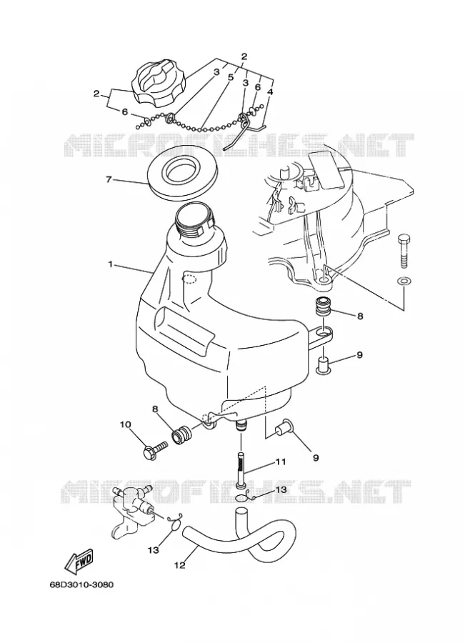 ALIMENTATION CARBURANT 1 Yamaha OUTBOARD ENGINES 4hp (2.9kW) 2005 F4  F4AMHL