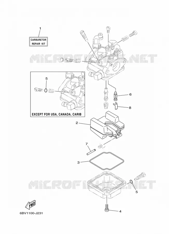 KIT DE REPARATION 2 Yamaha OUTBOARD ENGINES 5hp (3.7kW) 2016 F5  F5AMHL